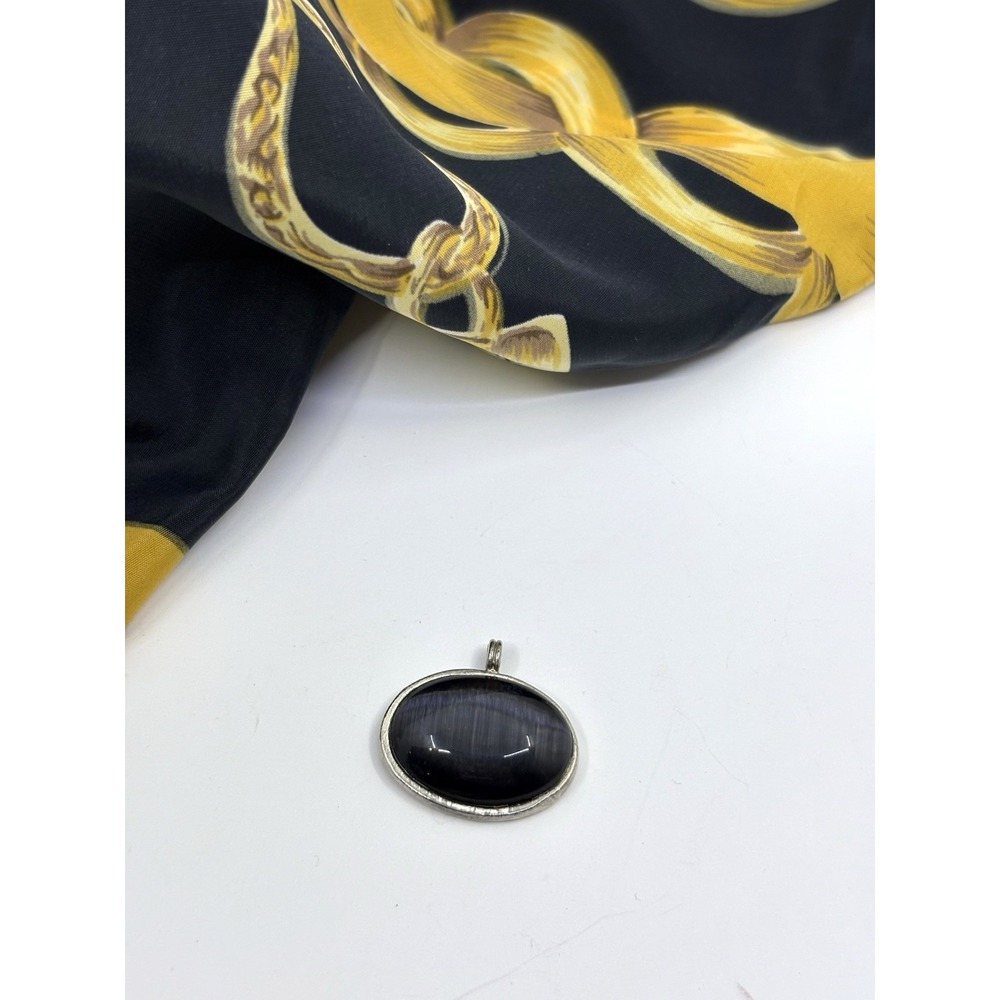 Black Obsidian Silver Pendant Oval For Necklace